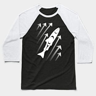 Salmon Arrow Upwards design by Ostwelve (in white) Baseball T-Shirt